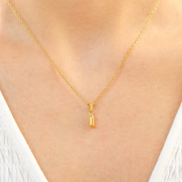 waterproof letter i ketting in verguld staal - OCEANA