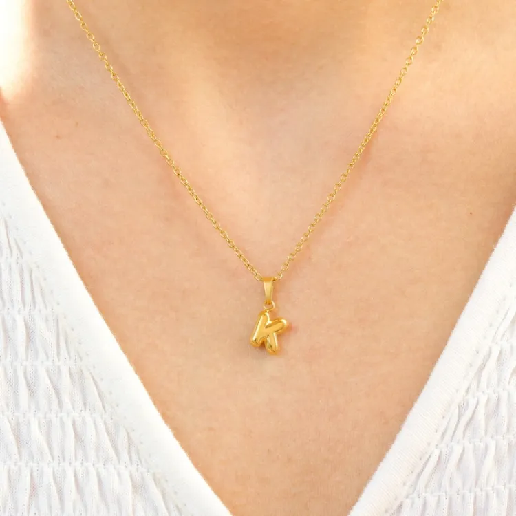 waterproof letter k ketting in verguld staal - OCEANA