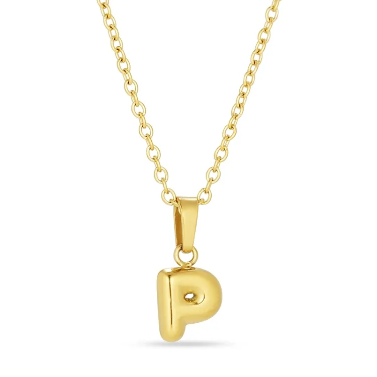 waterproof letter p ketting in verguld staal - OCEANA