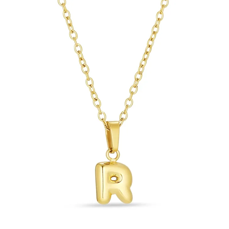waterproof letter r ketting in verguld staal - OCEANA