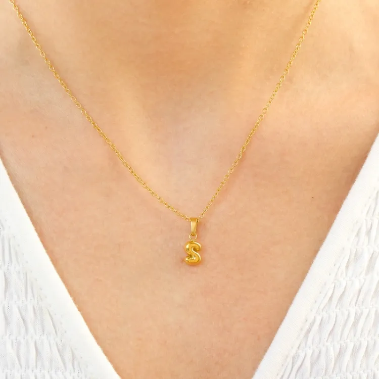 waterproof letter s ketting in verguld staal - OCEANA