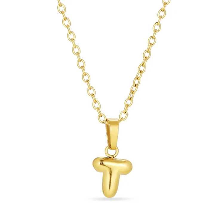 waterproof letter t ketting in verguld staal - OCEANA