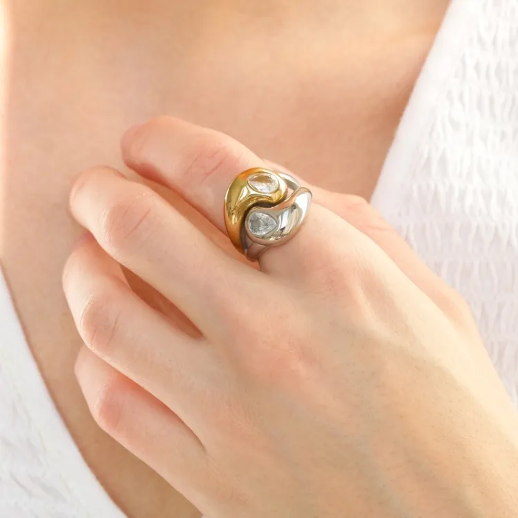 waterproof ring in verguld staal - OCEANA