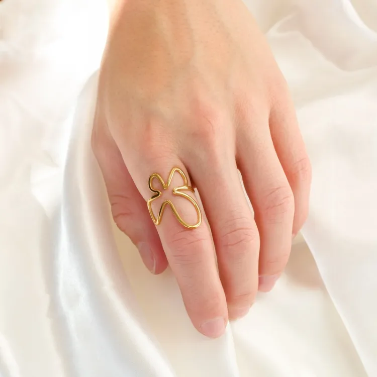 waterproof verstelbaar ring in verguld staal - OCEANA
