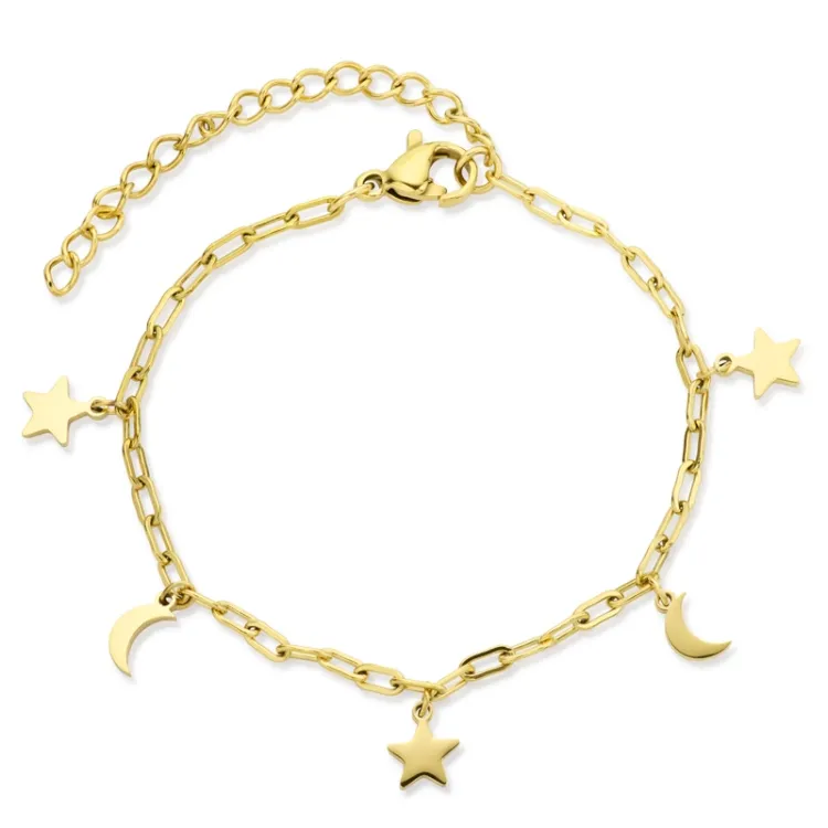 waterproof maan en ster armband in verguld staal - OCEANA