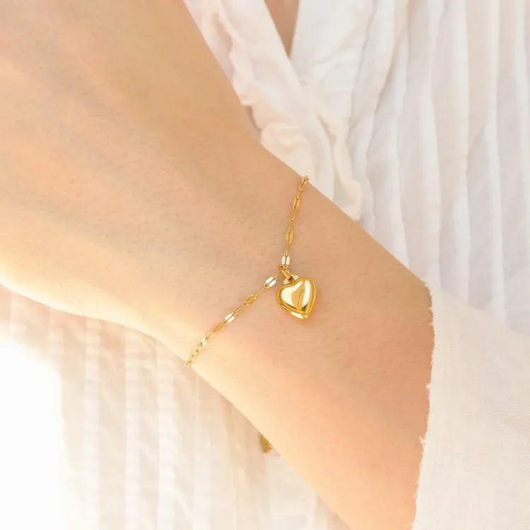 waterproof hart armband in verguld staal - OCEANA