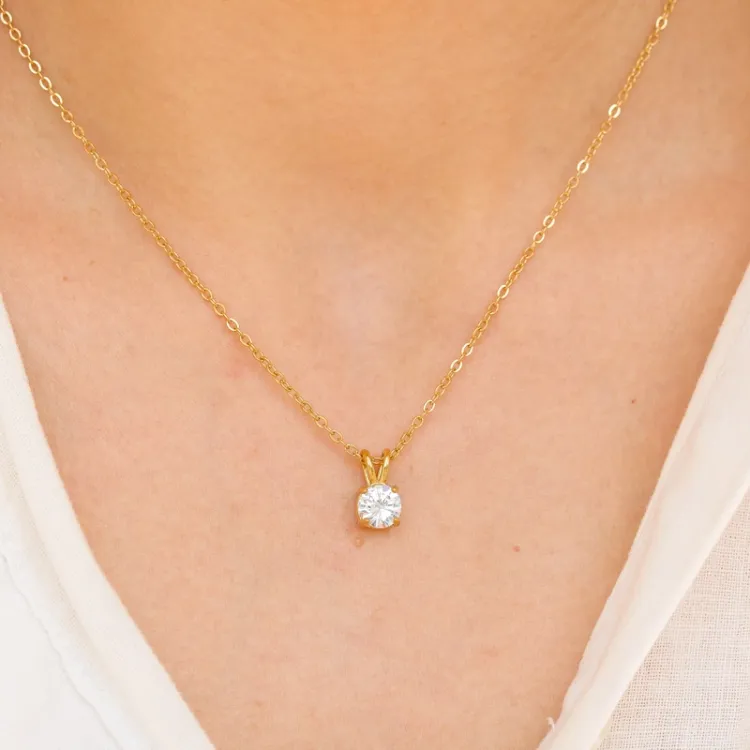 waterproof zirkoon ketting met hanger in verguld staal - OCEANA