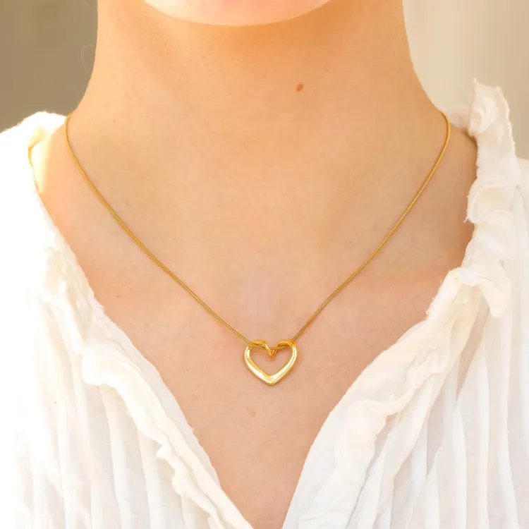 waterproof hart ketting in verguld staal - OCEANA