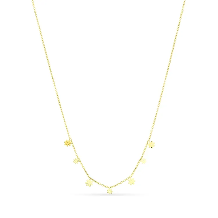 waterproof bloem ketting met hanger in verguld staal - OCEANA