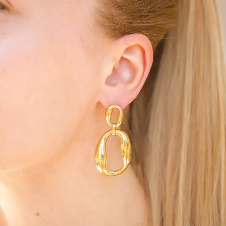 waterproof oorbellen in verguld staal - OCEANA