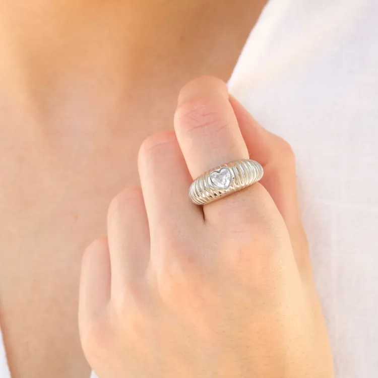 waterproof hart ring in staal - OCEANA