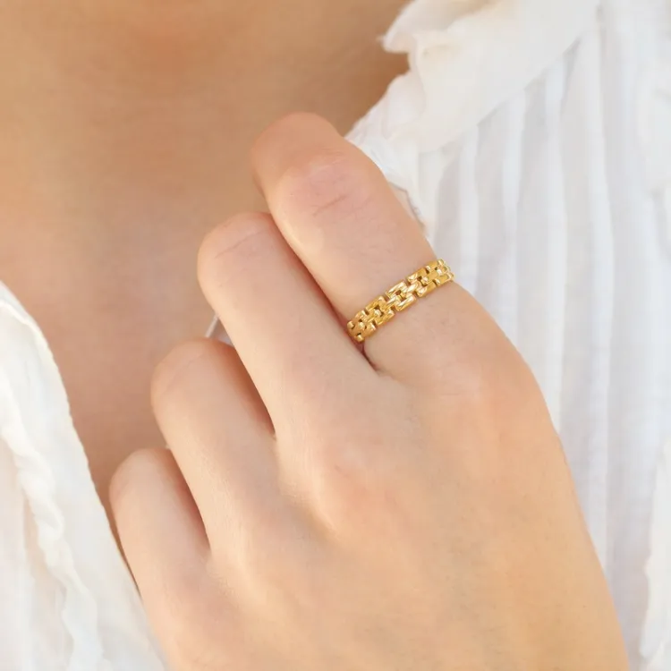 waterproof verstelbaar ring in verguld staal - OCEANA