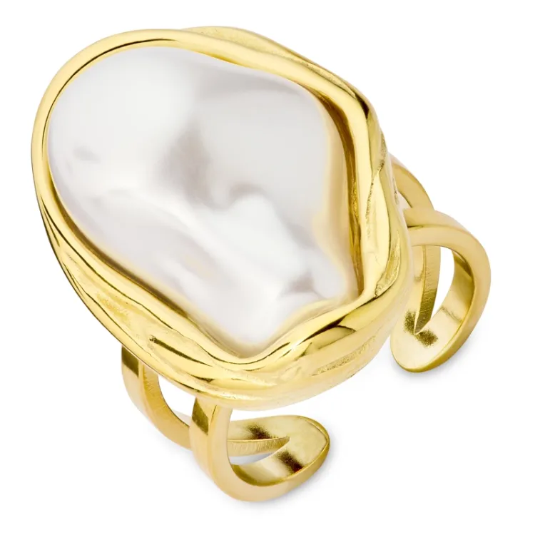 waterproof verstelbaar ring in verguld staal - OCEANA