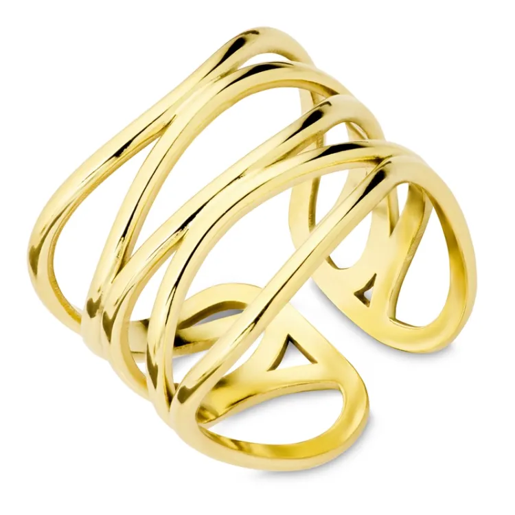 waterproof verstelbaar ring in verguld staal - OCEANA