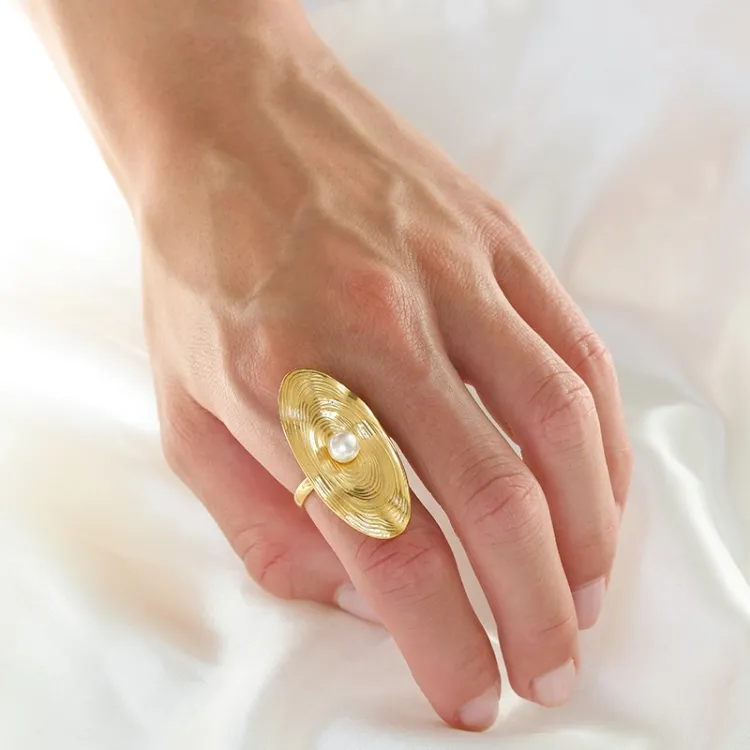 waterproof verstelbaar ring in verguld staal - OCEANA