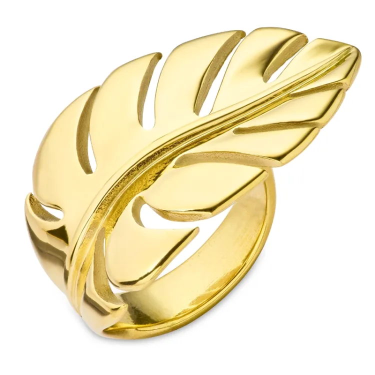 waterproof blad verstelbaar ring in verguld staal - OCEANA