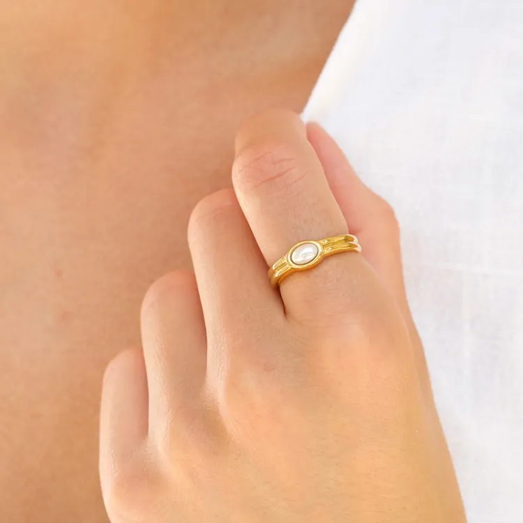 waterproof ring in verguld staal - OCEANA
