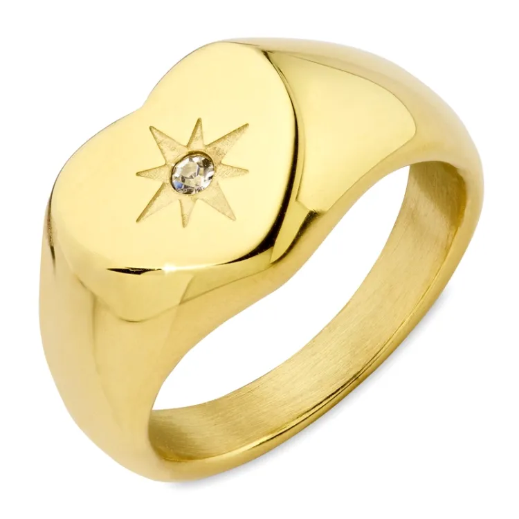 waterproof hart ring in verguld staal - OCEANA