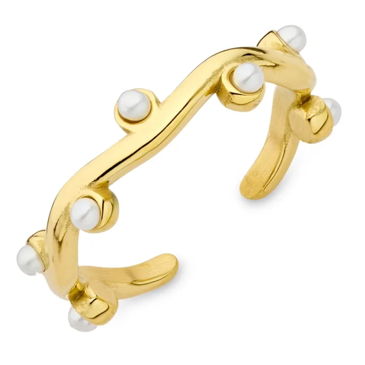 waterproof parel ring in verguld staal - OCEANA
