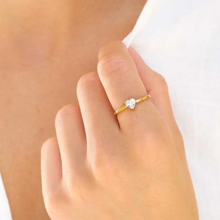 waterproof hart ring in verguld staal - OCEANA