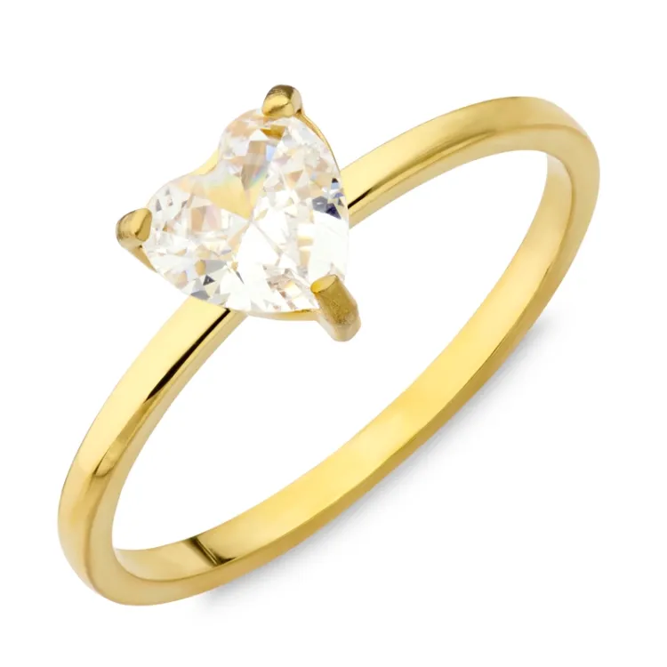 waterproof hart ring in verguld staal - OCEANA