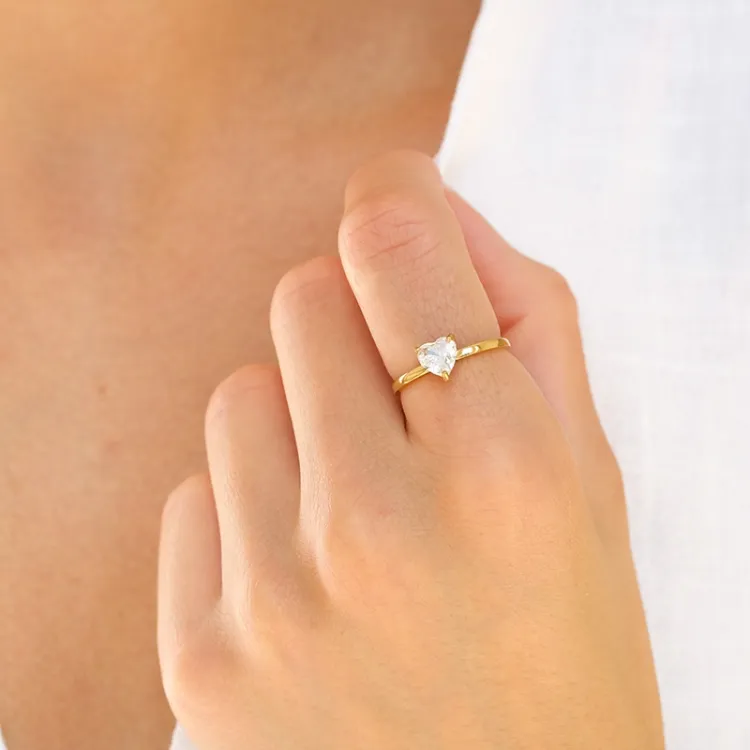 waterproof hart ring in verguld staal - OCEANA