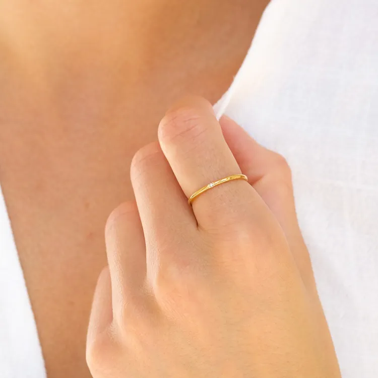 waterproof zirkoon ring in verguld staal - OCEANA