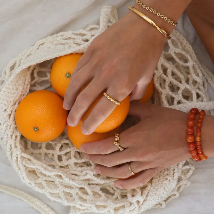 waterproof bolletje ring in verguld staal - OCEANA