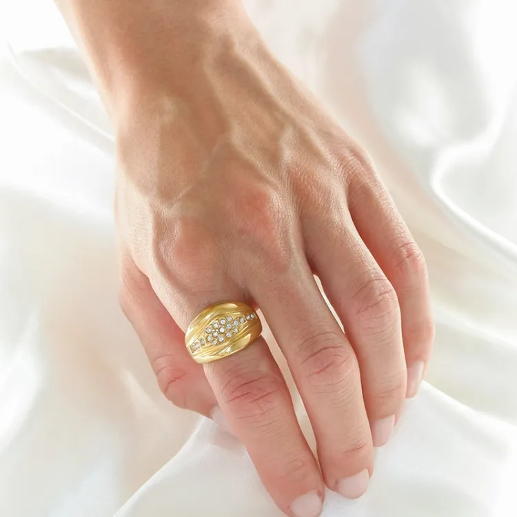 waterproof zirkoon ring in verguld staal - OCEANA
