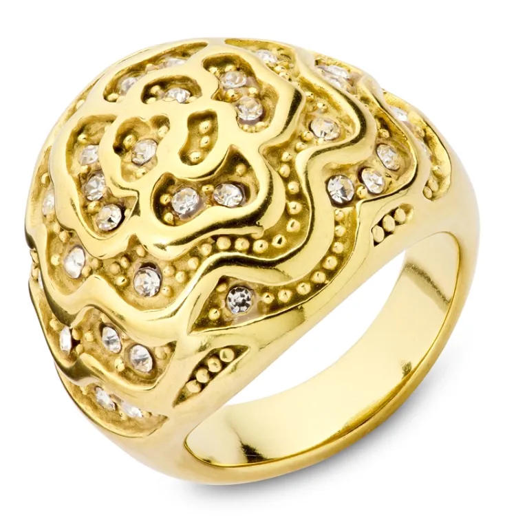 waterproof zirkoon ring in verguld staal - OCEANA