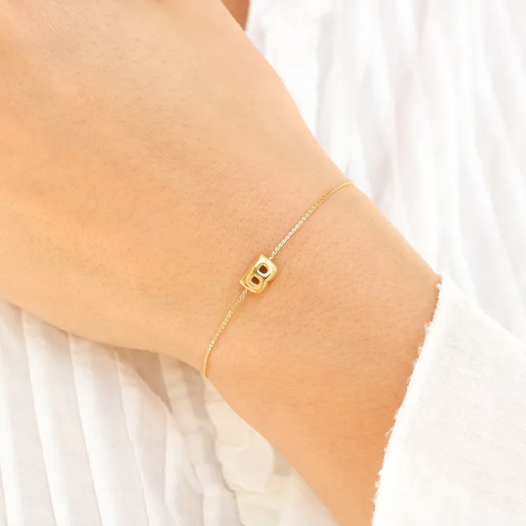 waterproof letter b armband in verguld staal - OCEANA
