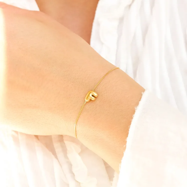 waterproof letter f armband in verguld staal - OCEANA