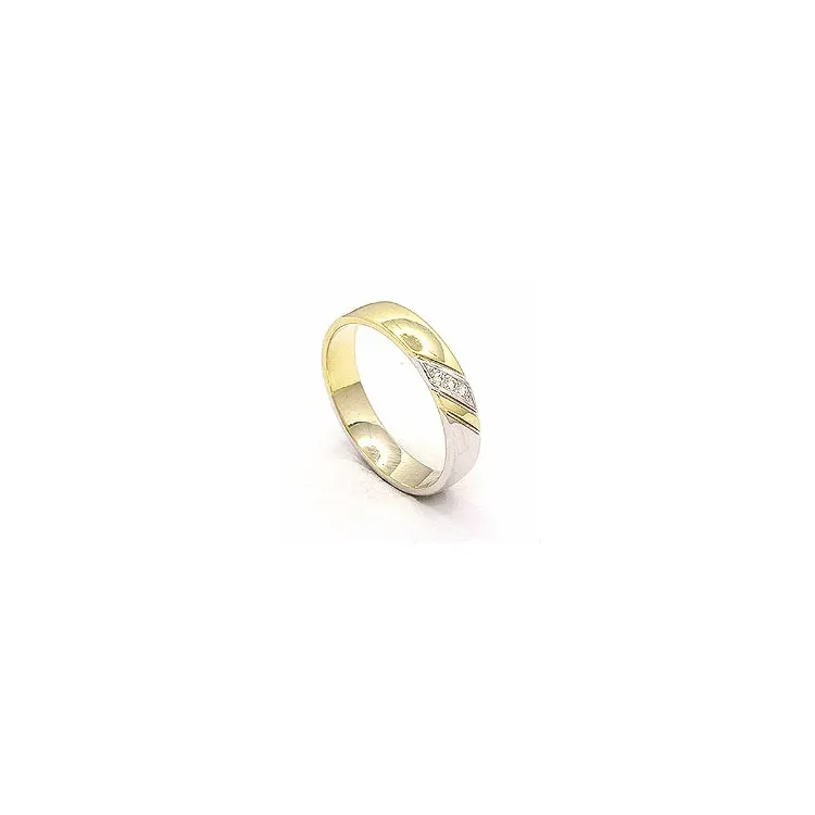 Trouwring in 14 karaat goud-en witgoud 3 x 0,008 ct