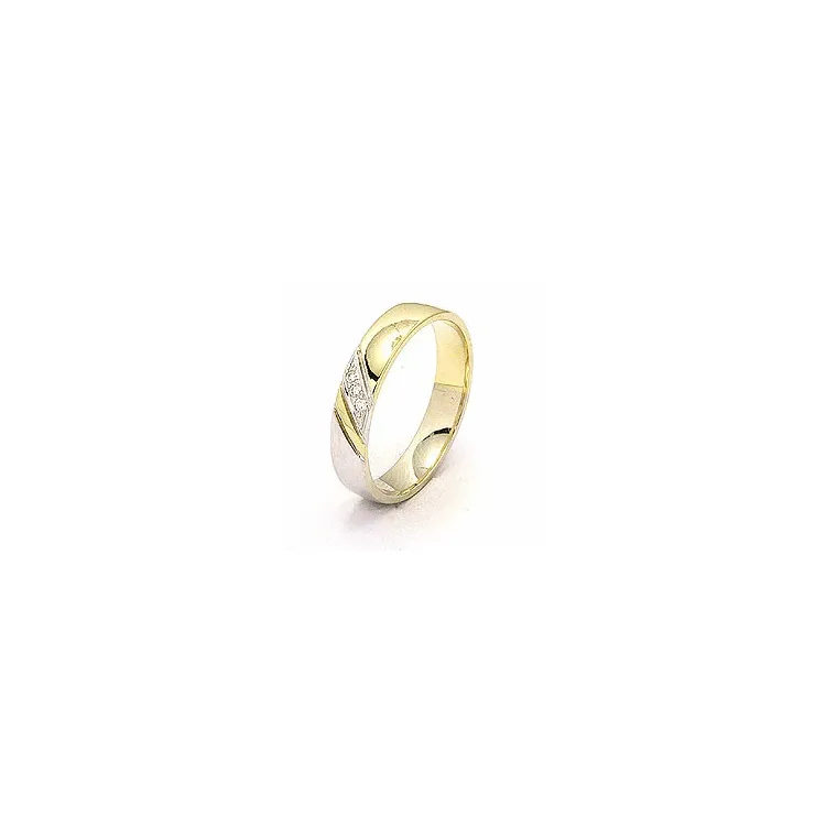 Trouwring in 14 karaat goud-en witgoud 3 x 0,008 ct