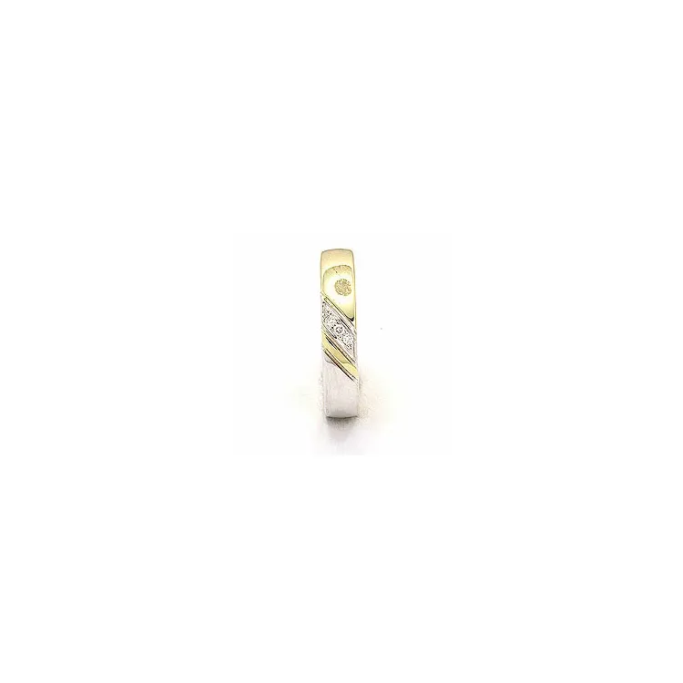 Trouwring in 14 karaat goud-en witgoud 3 x 0,008 ct