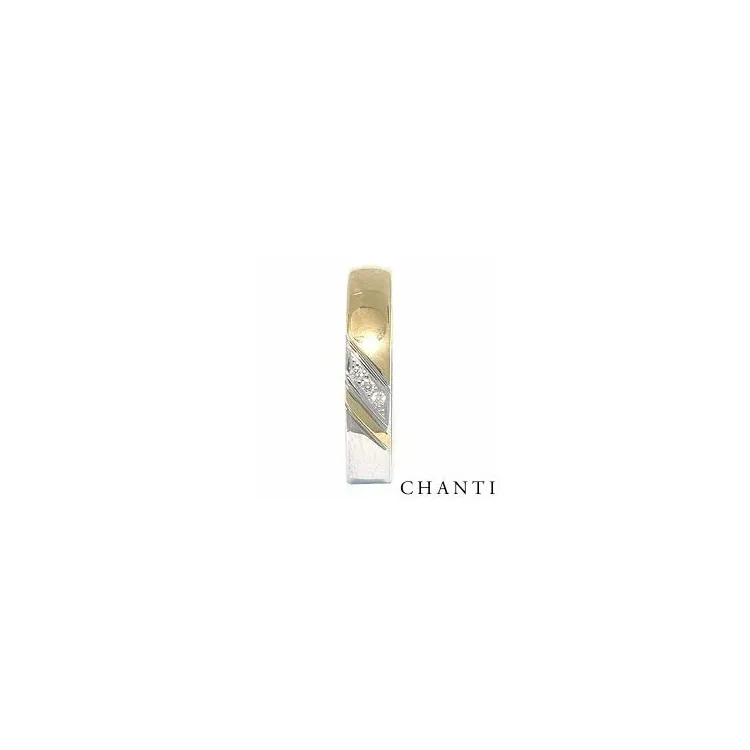 Trouwring in 14 karaat goud-en witgoud 3 x 0,008 ct
