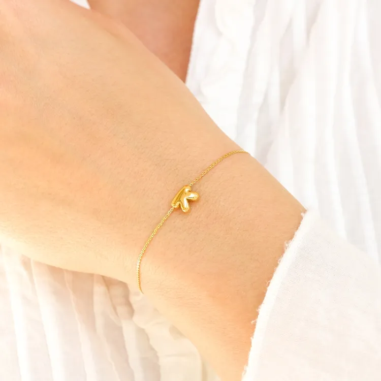 waterproof letter k armband in verguld staal - OCEANA