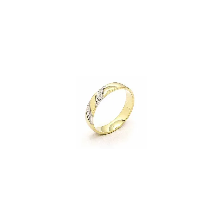 Tweekleurige briljant trouwring in 14 karaat goud-en witgoud 6 x 0,008 ct