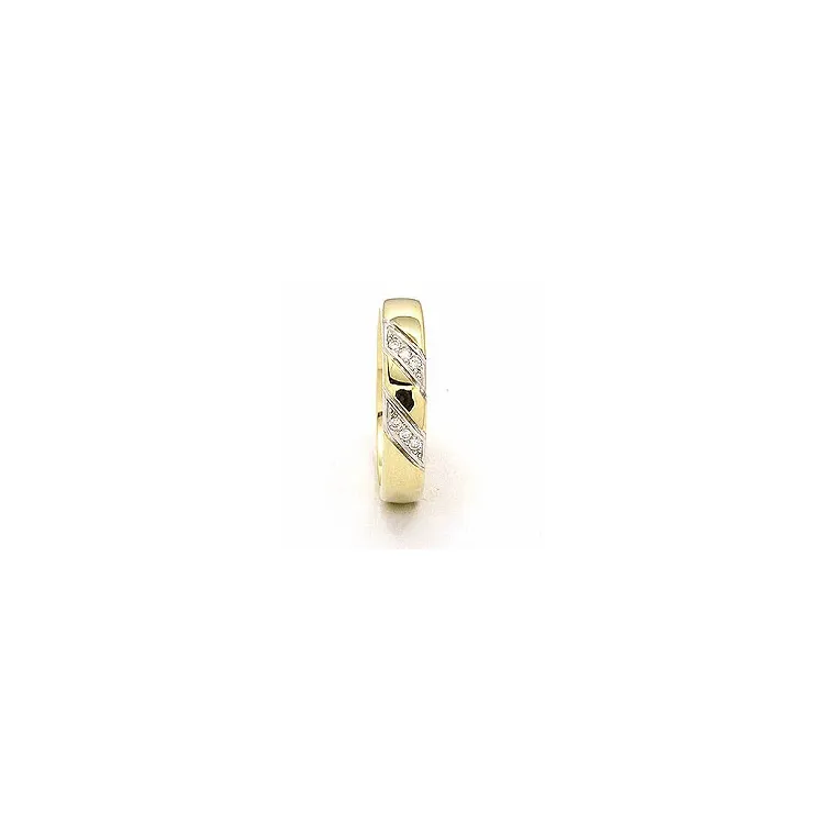 Tweekleurige briljant trouwring in 14 karaat goud-en witgoud 6 x 0,008 ct