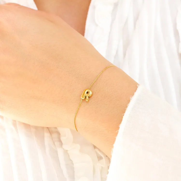 waterproof letter r armband in verguld staal - OCEANA