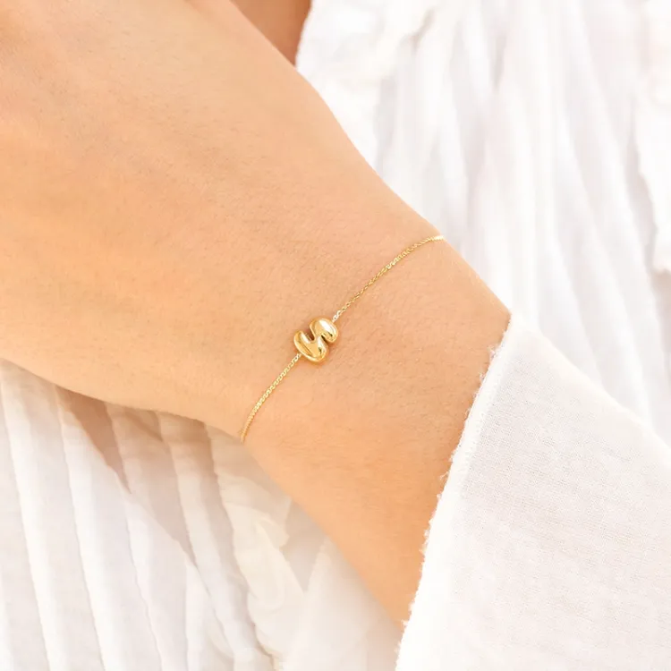 waterproof letter s armband in verguld staal - OCEANA