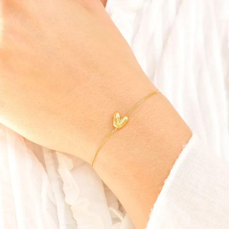 waterproof letter v armband in verguld staal - OCEANA
