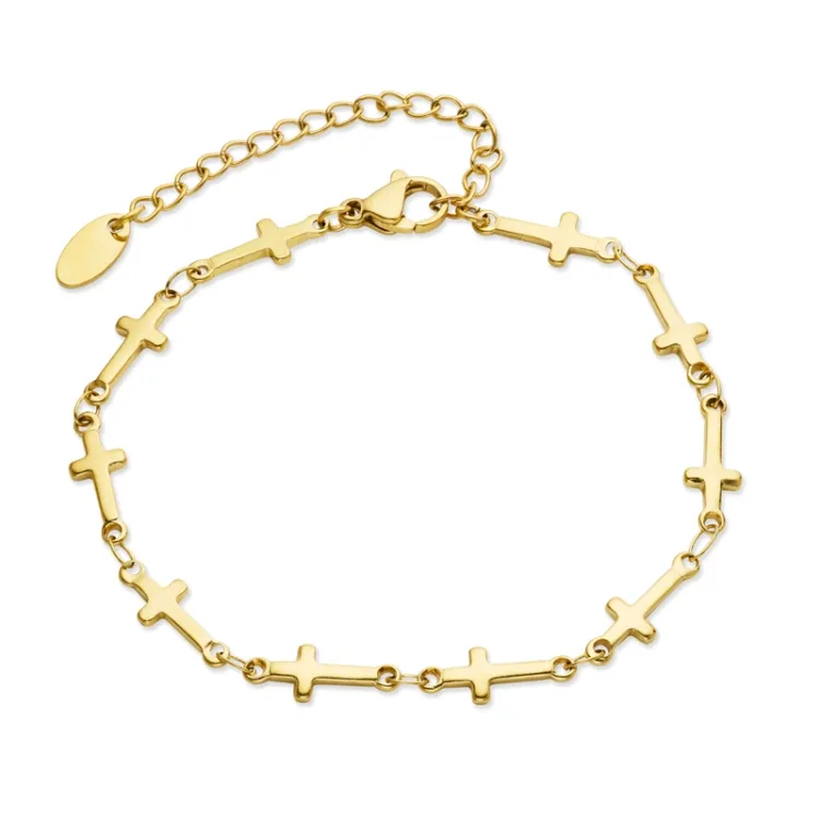waterproof kruis armband in verguld staal - OCEANA