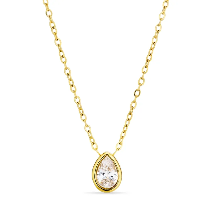 waterproof druppel ketting met hanger in verguld staal - OCEANA
