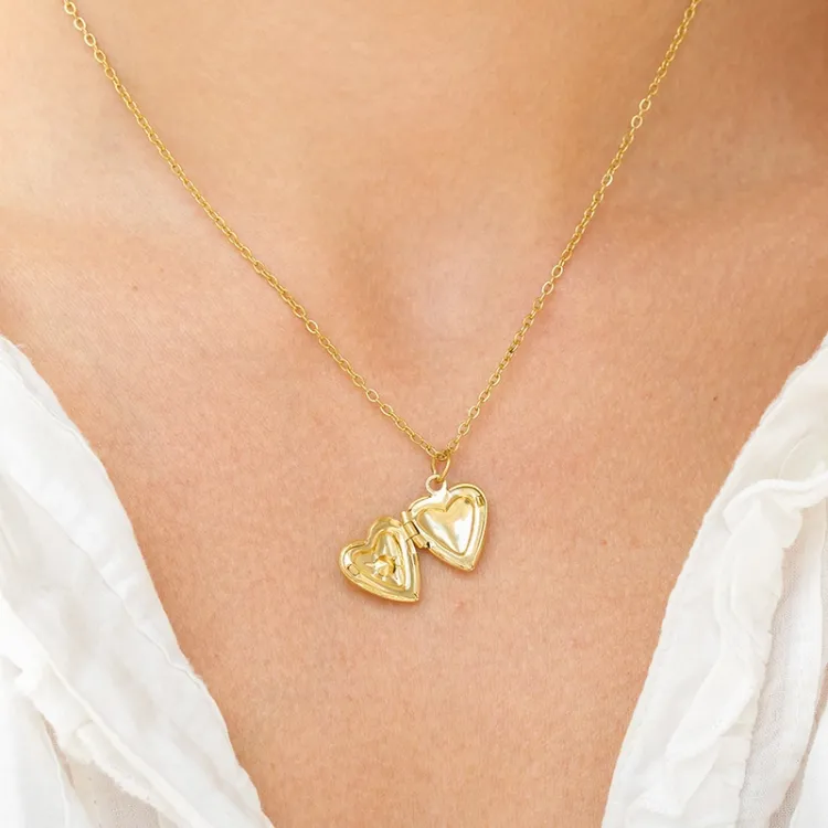 waterproof hart ketting met hanger in verguld staal - OCEANA
