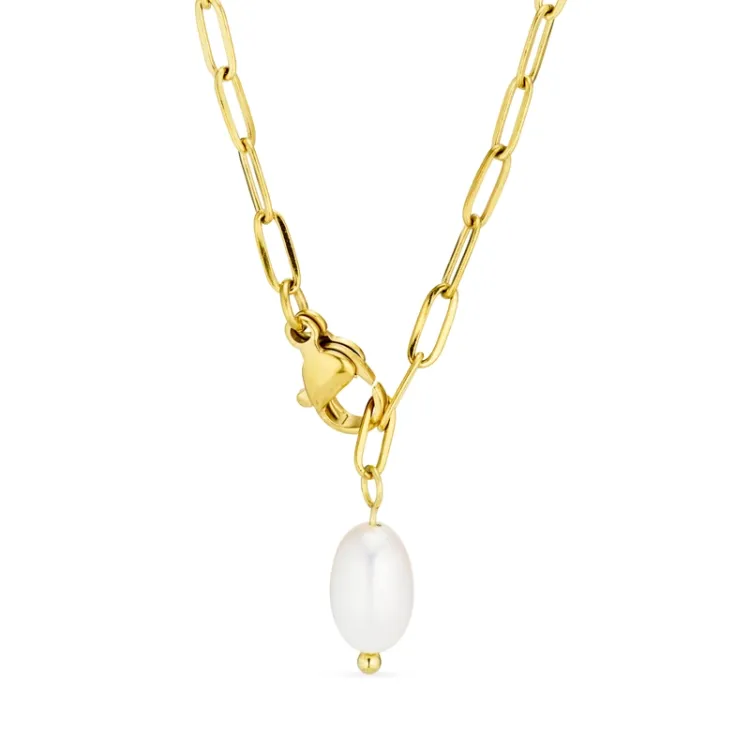 waterproof parel ketting met hanger in verguld staal - OCEANA