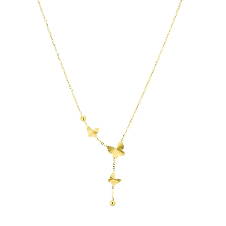 waterproof vlinder Y-ketting in verguld staal - OCEANA
