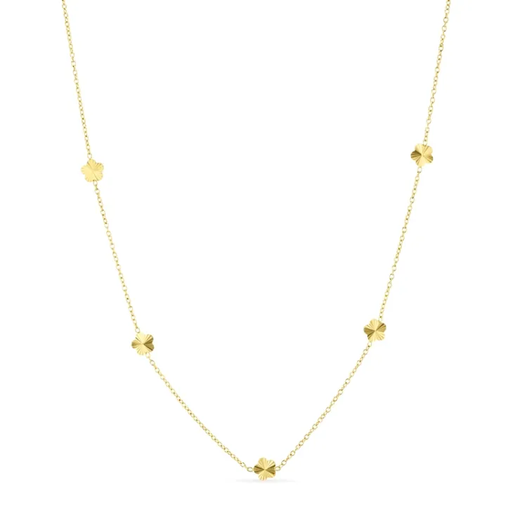 waterproof bloem ketting in verguld staal - OCEANA