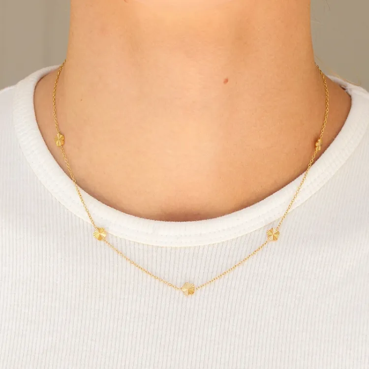 waterproof bloem ketting in verguld staal - OCEANA