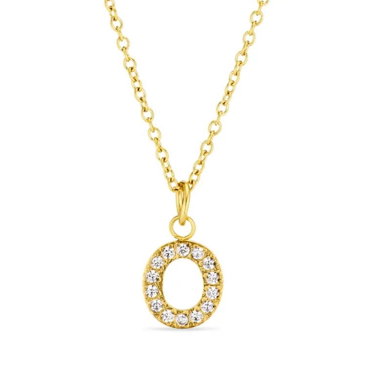 waterproof letter o zirkoon ketting met hanger in verguld staal - OCEANA
